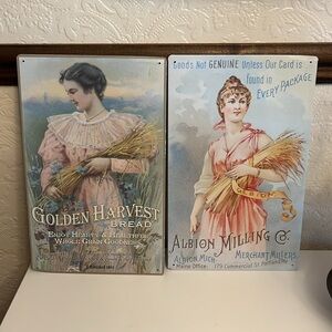 2 victorian trading card aluminum metal sign tin